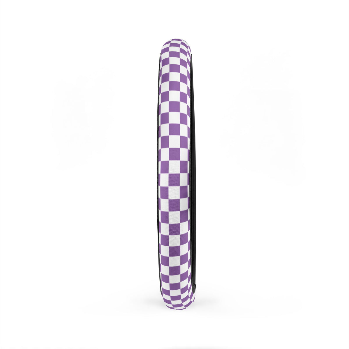 White & Purple Checkered Steering Wheel Cover