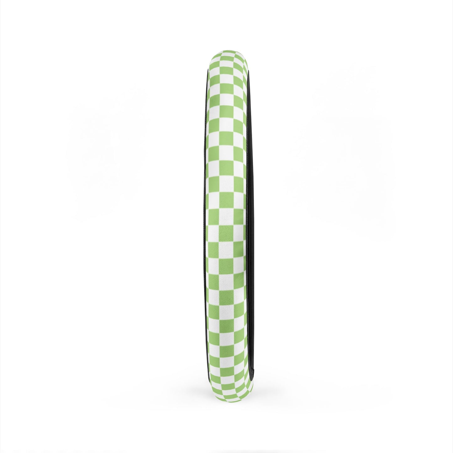 White & Green Checkered Steering Wheel Cover