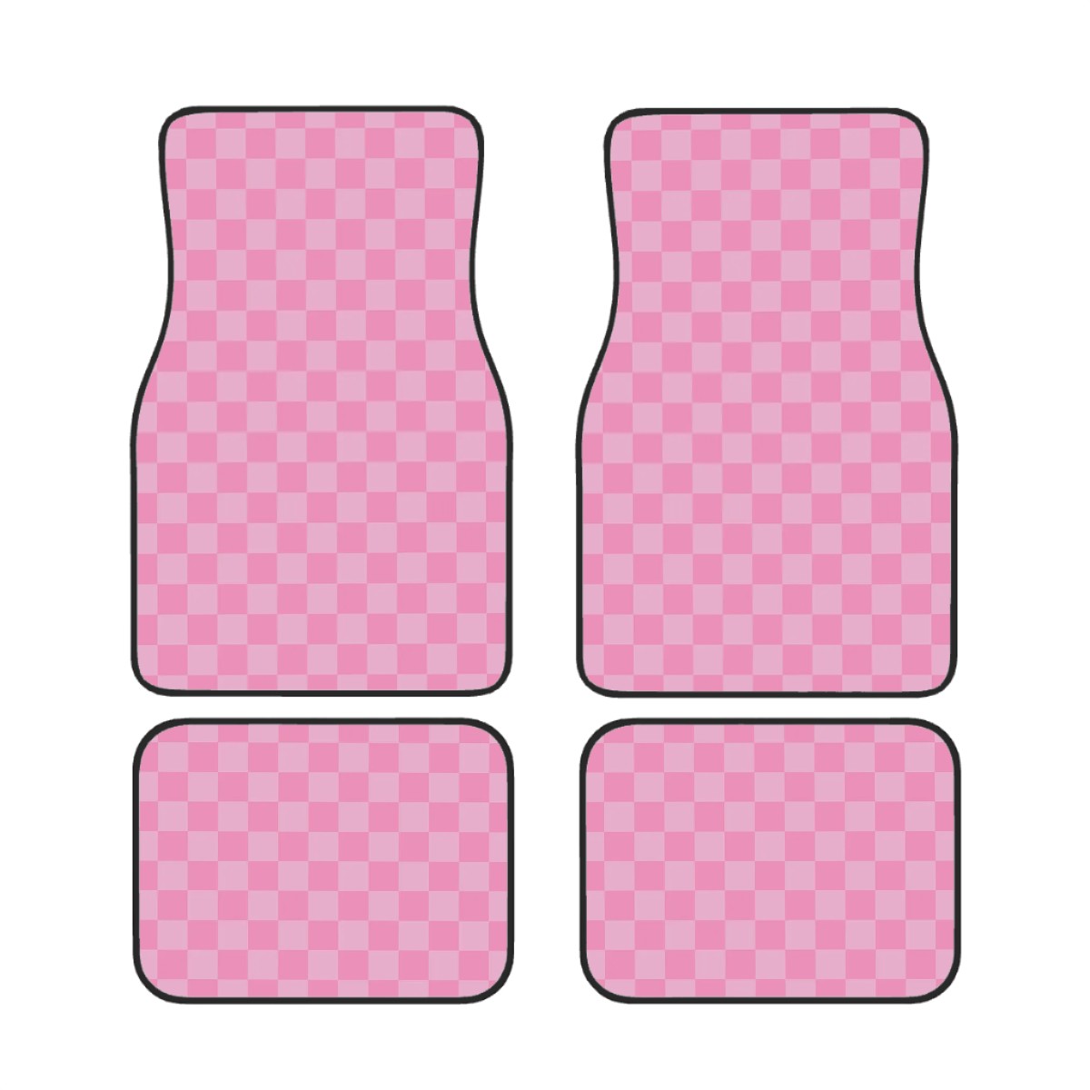 Pink Checkered Car Mats - Set of 4