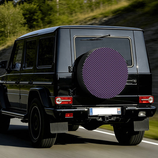 Black & Purple Mini Checkered Spare Tire Cover