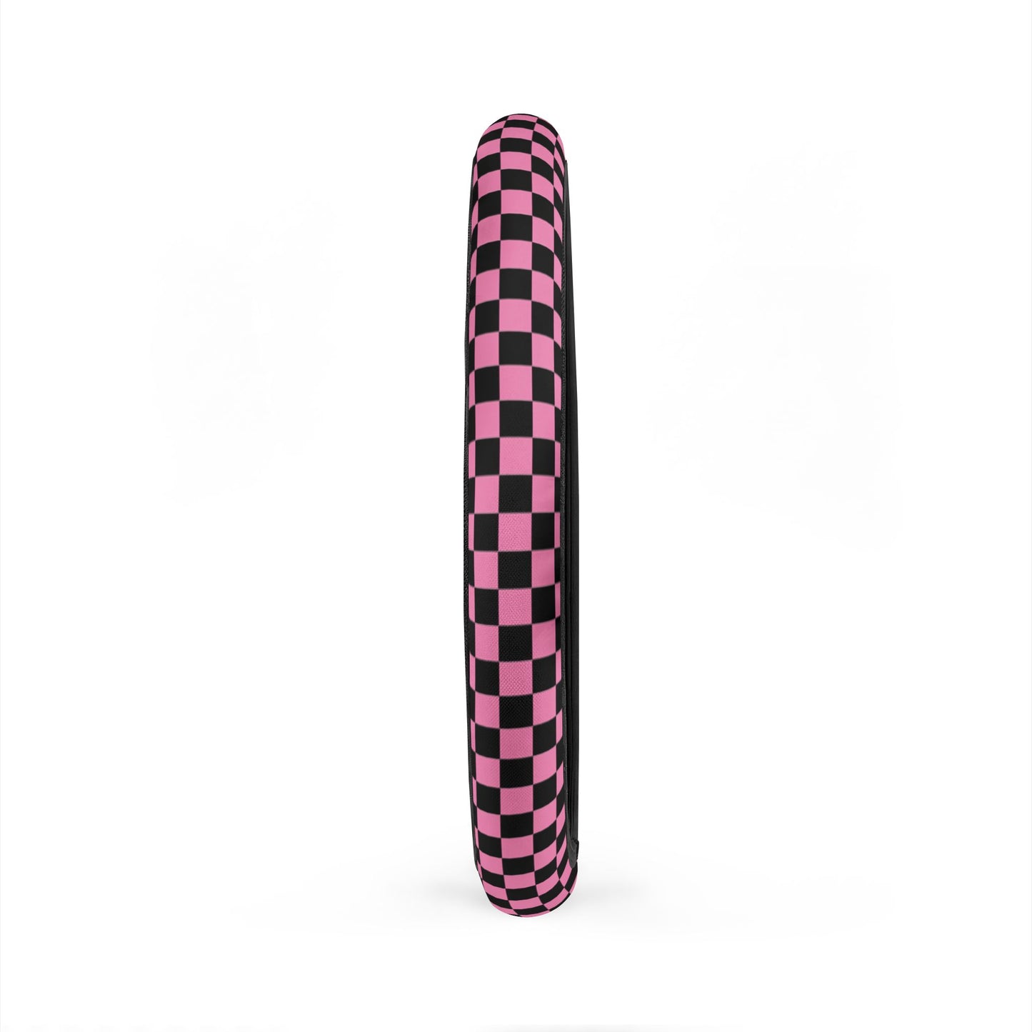Black & Pink Checkered Steering Wheel Cover