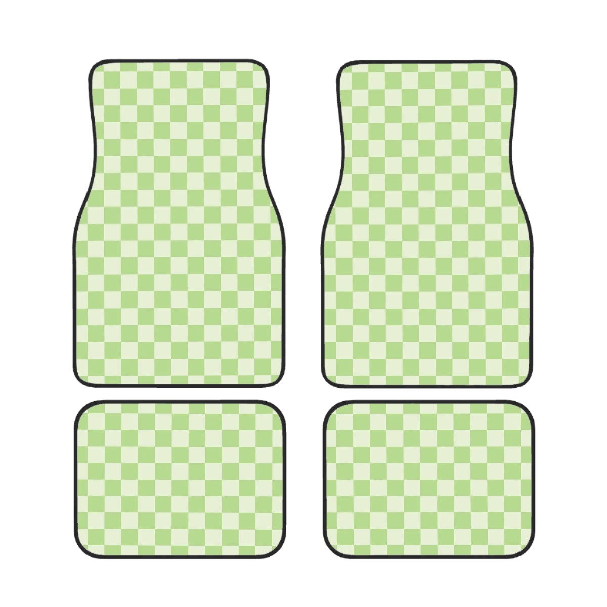 Green Checkered Car Mats - Set of 4