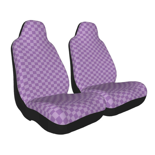 Purple Checkered Car Seat Covers - Set of 2