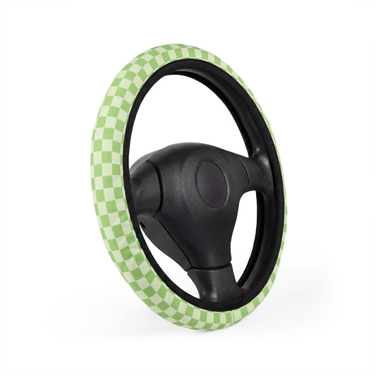 Green Checkered Steering Wheel Cover