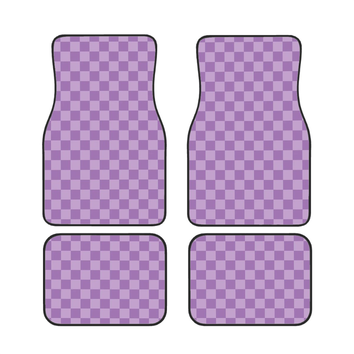 Purple Checkered Car Mats - Set of 4