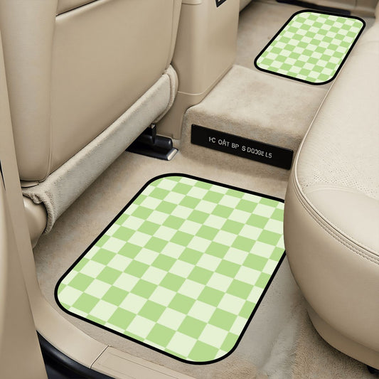 Green Checkered Car Mats - Set of 2 - Rear
