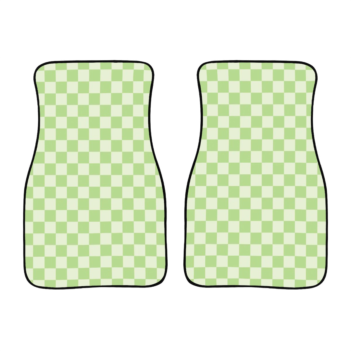 Green Checkered Car Mats - Set of 2 - Front