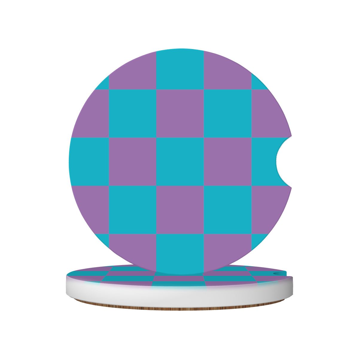 Blue & Purple Checkered Ceramic Coasters - Set of 2