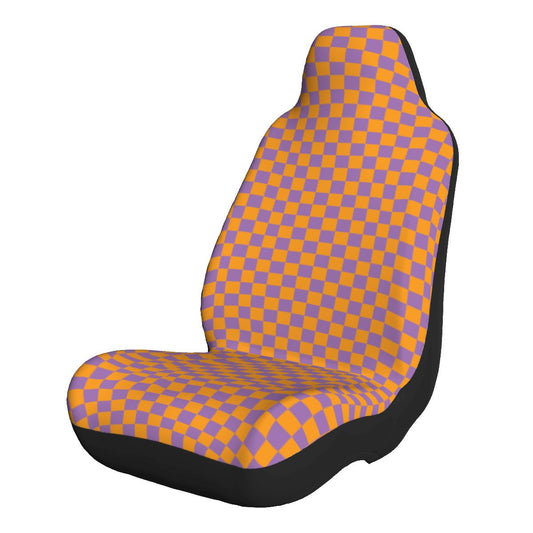 Orange & Purple Checkered Car Seat Covers - Set of 2