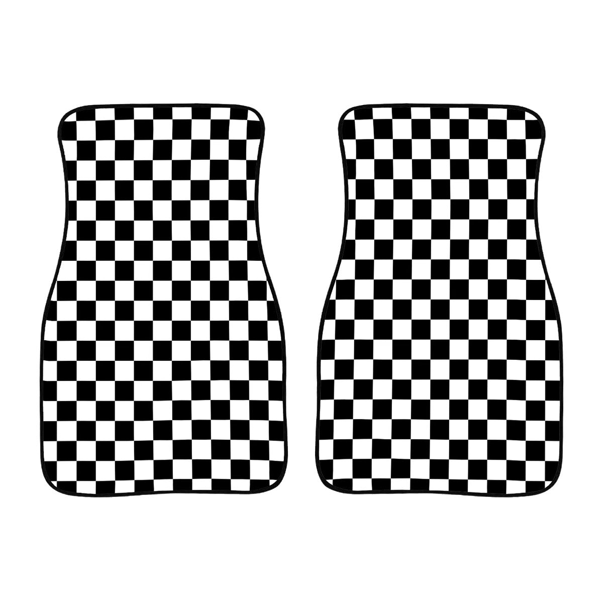 Black & White Checkered Car Mats - Set of 2 - Front