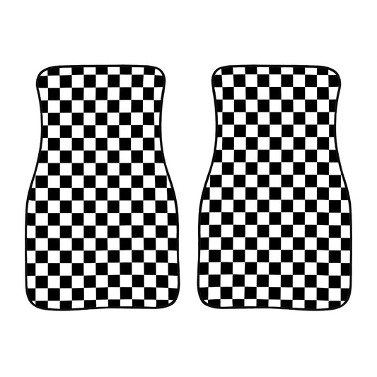 Black & White Checkered Car Mats - Set of 2 - Front