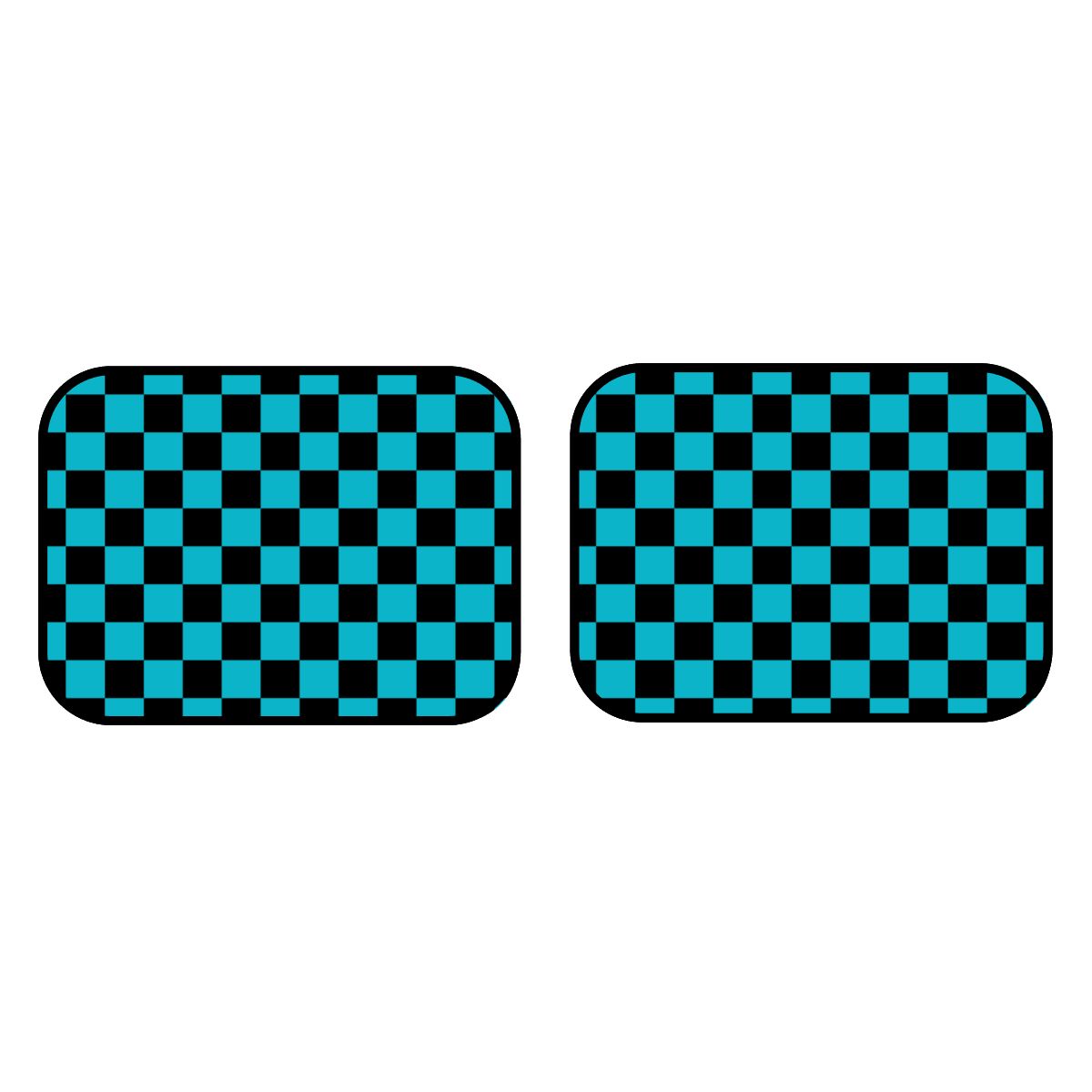 Black & Blue Checkered Car Mats - Set of 2 - Rear