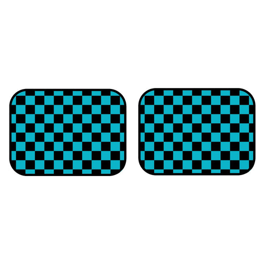 Black & Blue Checkered Car Mats - Set of 2 - Rear