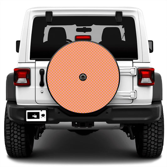 Pink & Orange Mini Checkered Spare Tire Cover with Camera Hole