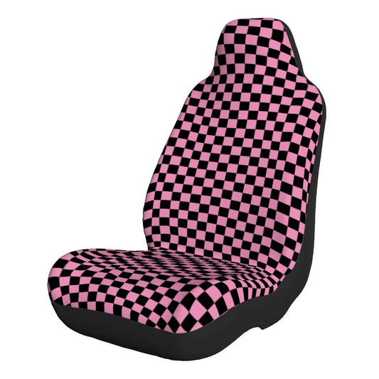 Black & Pink Checkered Car Seat Covers - Set of 2
