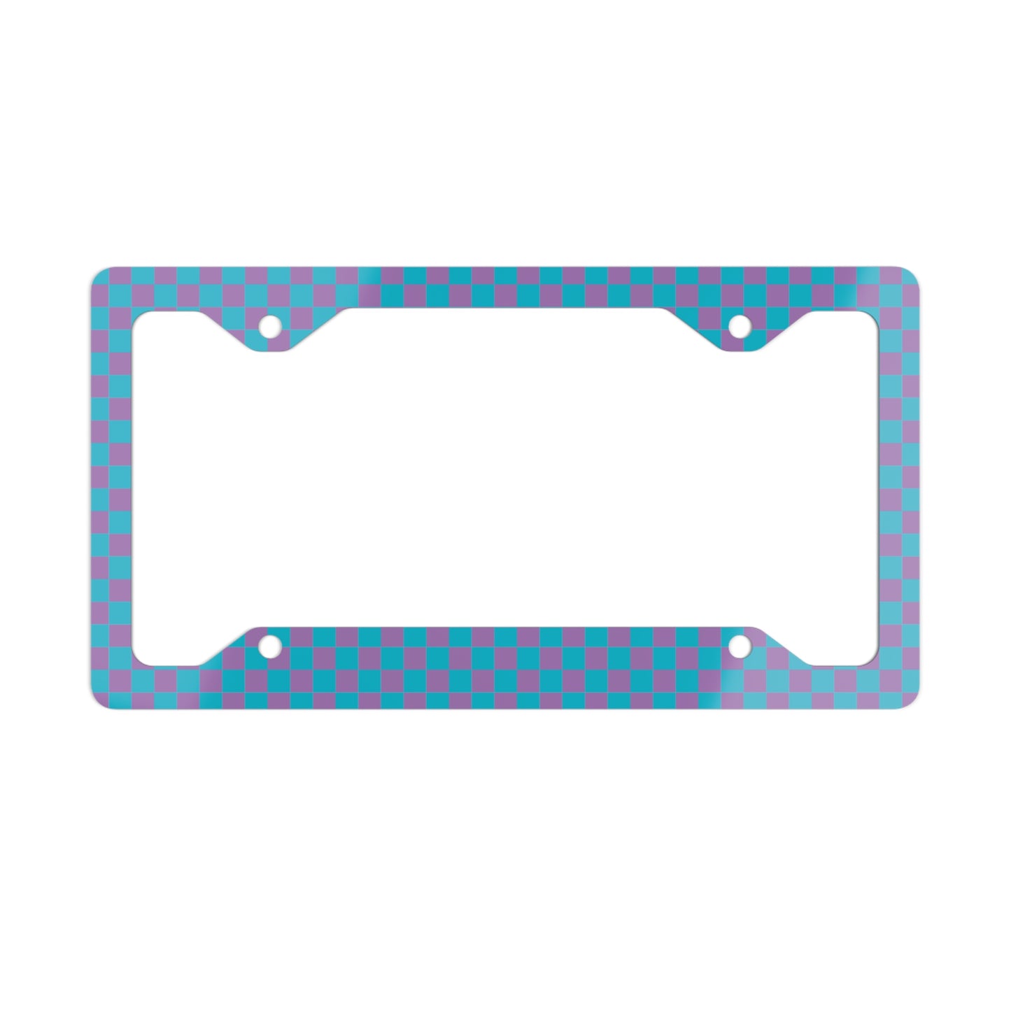 Blue & Purple Checkered Metal License Plate Frame