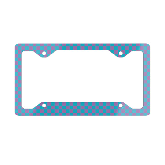 Blue & Purple Checkered Metal License Plate Frame