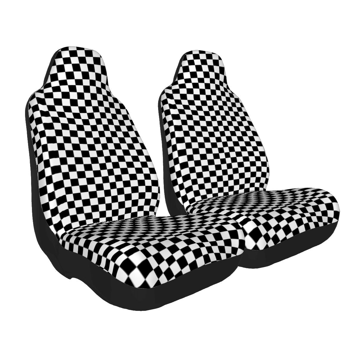 Black & White Checkered Car Seat Covers - Set of 2