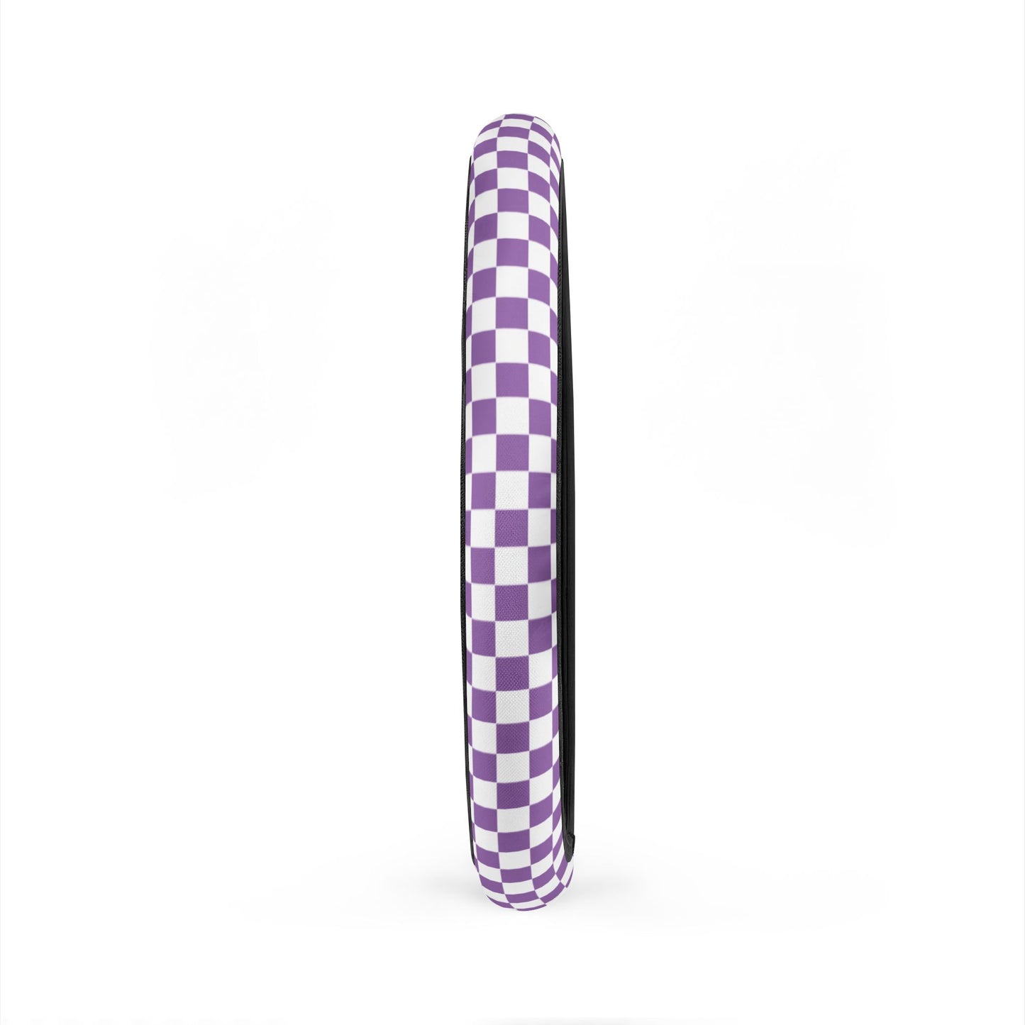 White & Purple Checkered Steering Wheel Cover