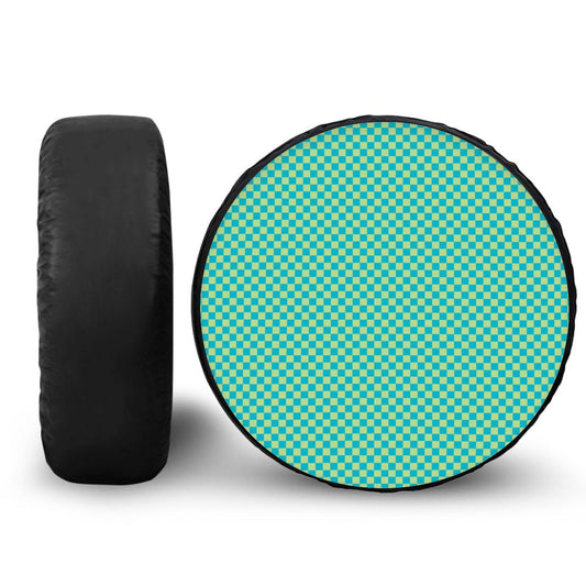 Blue & Green Mini Checkered Spare Tire Cover