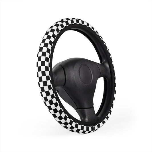 Black & White Checkered Steering Wheel Cover