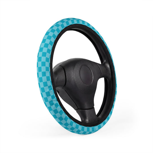 Blue Checkered Steering Wheel Cover