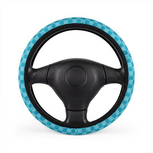 Blue Checkered Steering Wheel Cover