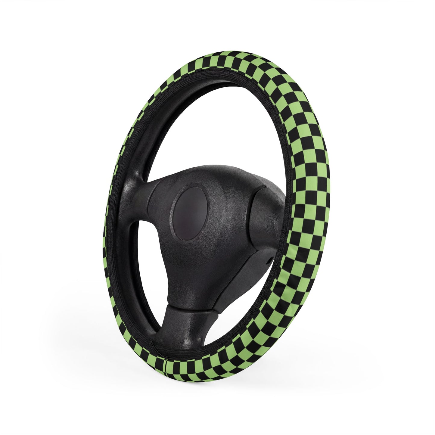 Black & Green Checkered Steering Wheel Cover
