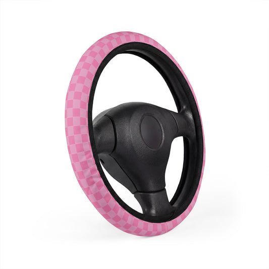 Pink Checkered Steering Wheel Cover