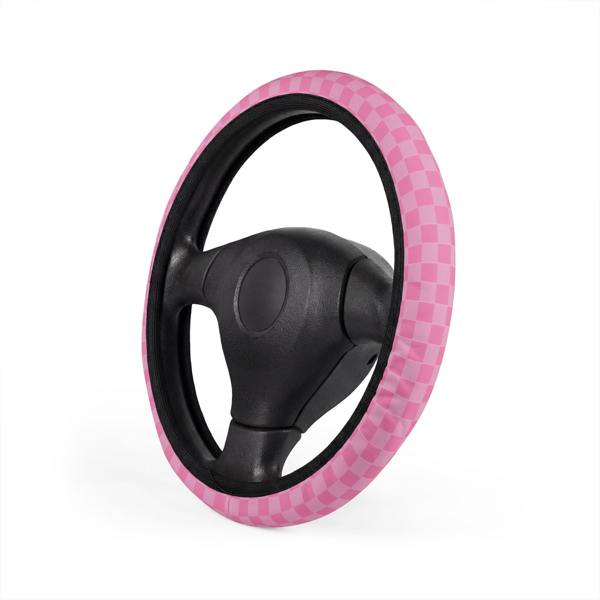 Pink Checkered Steering Wheel Cover