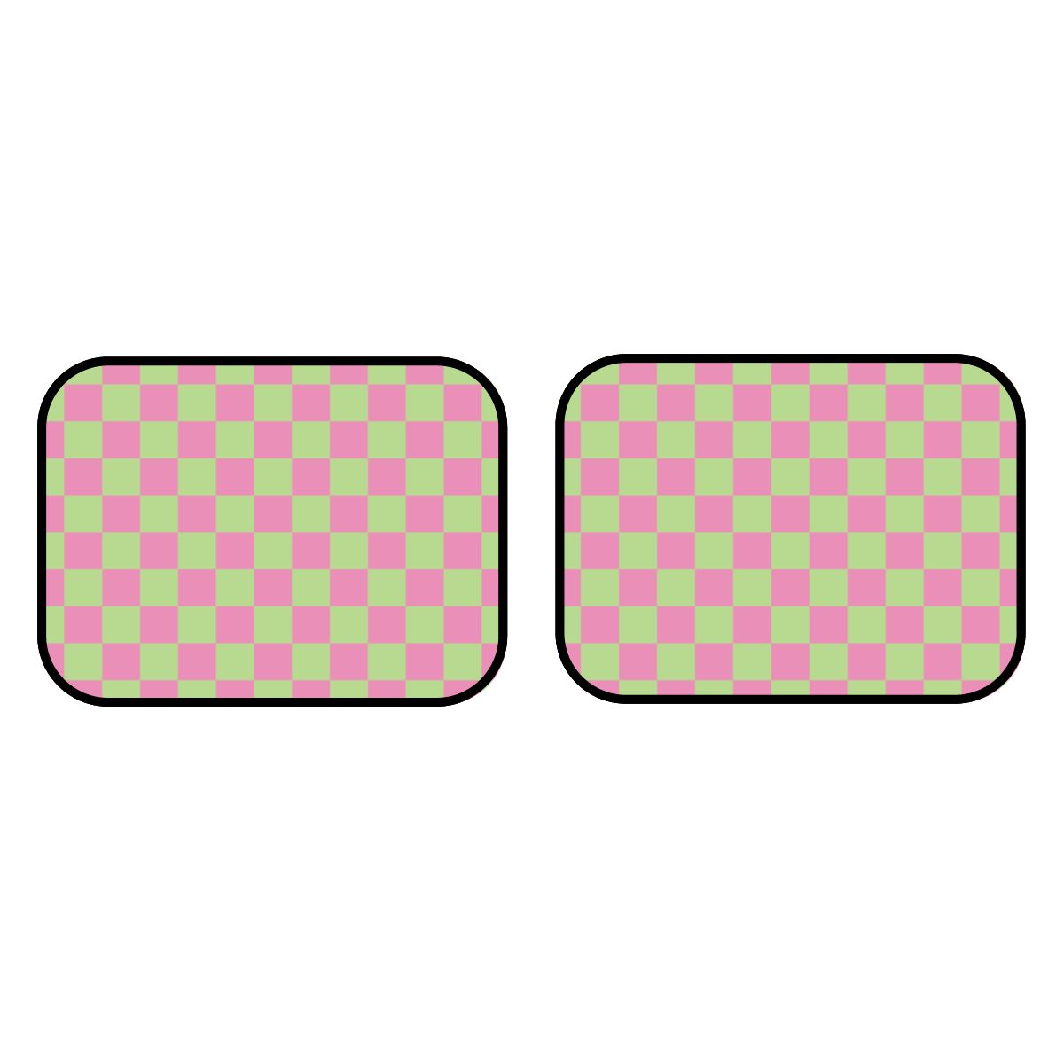 Pink & Green Checkered Car Mats - Set of 2 - Rear