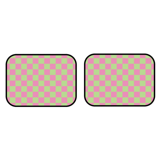 Pink & Green Checkered Car Mats - Set of 2 - Rear