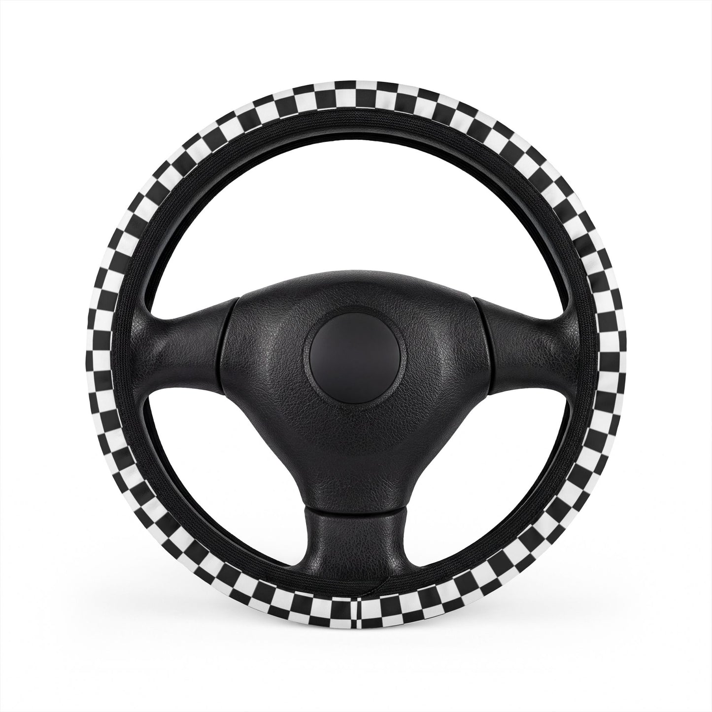 Black & White Checkered Steering Wheel Cover