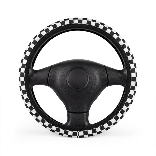 Black & White Checkered Steering Wheel Cover