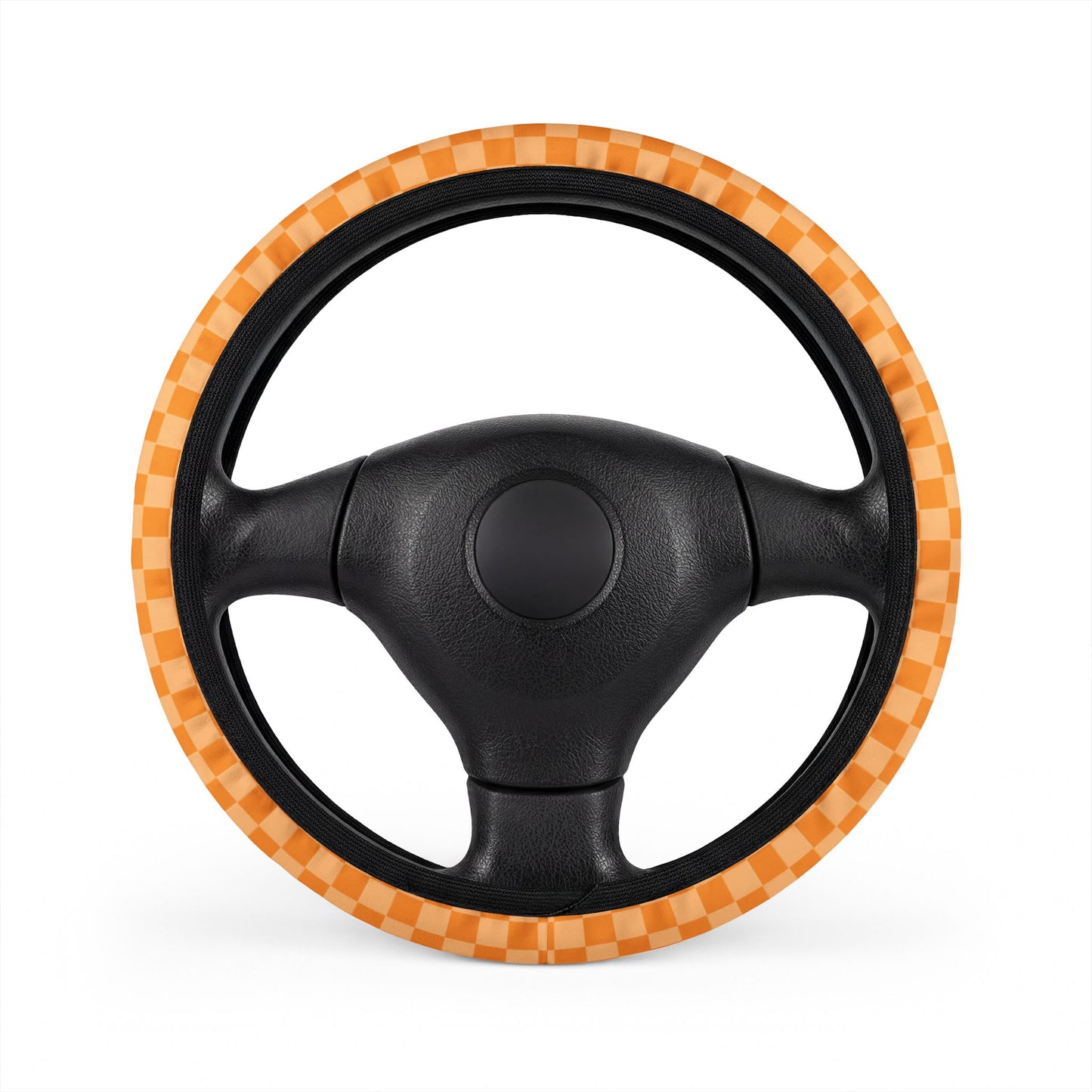 Orange Checkered Steering Wheel Cover