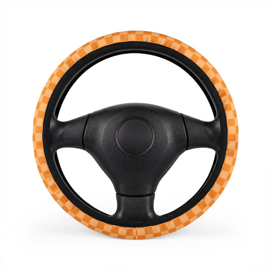 Orange Checkered Steering Wheel Cover