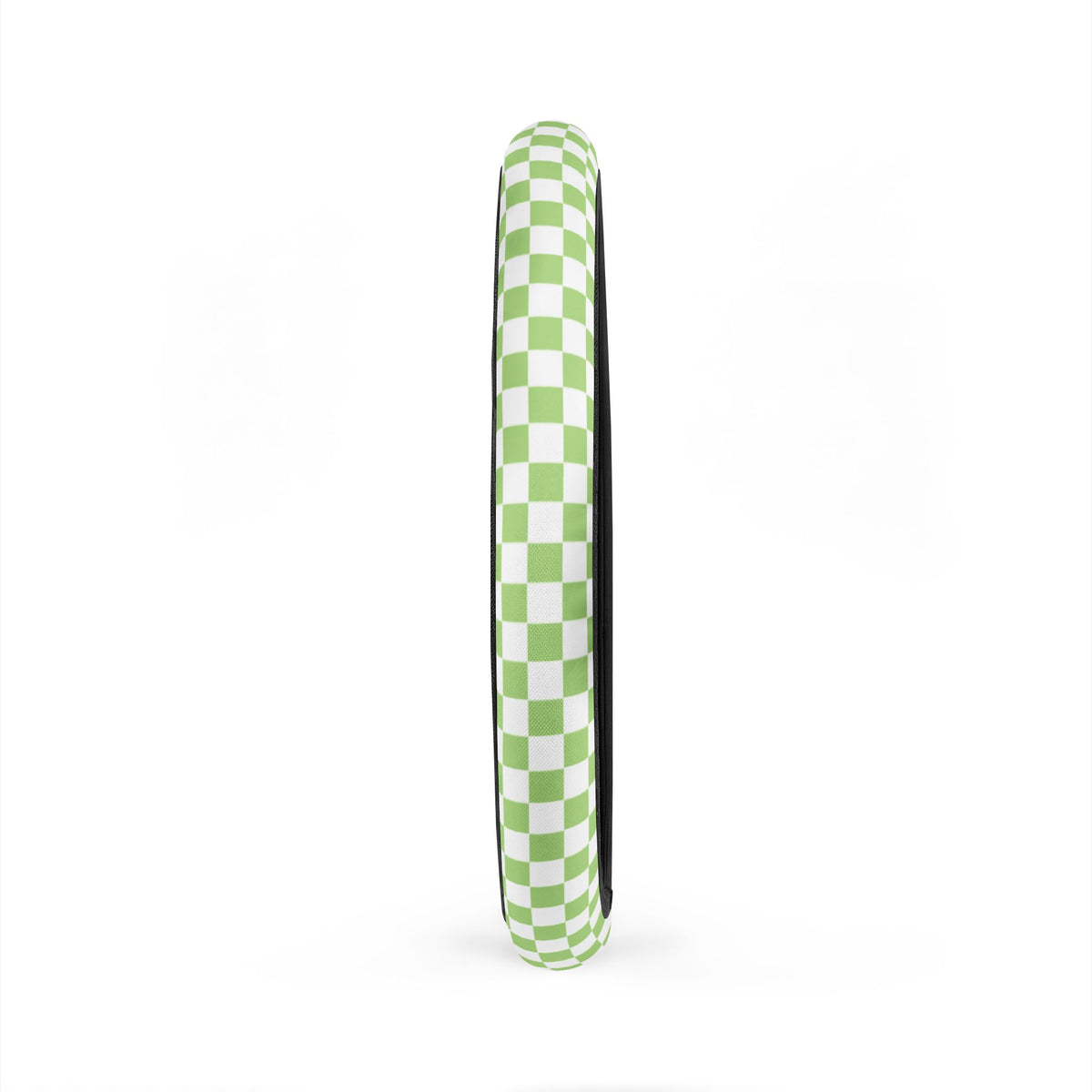 White & Green Checkered Steering Wheel Cover