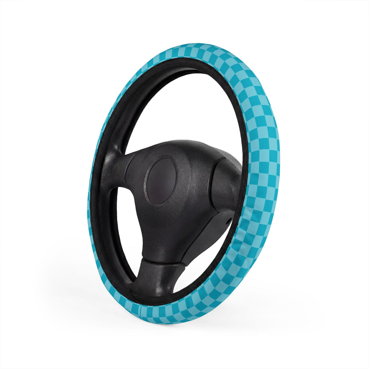Blue Checkered Steering Wheel Cover
