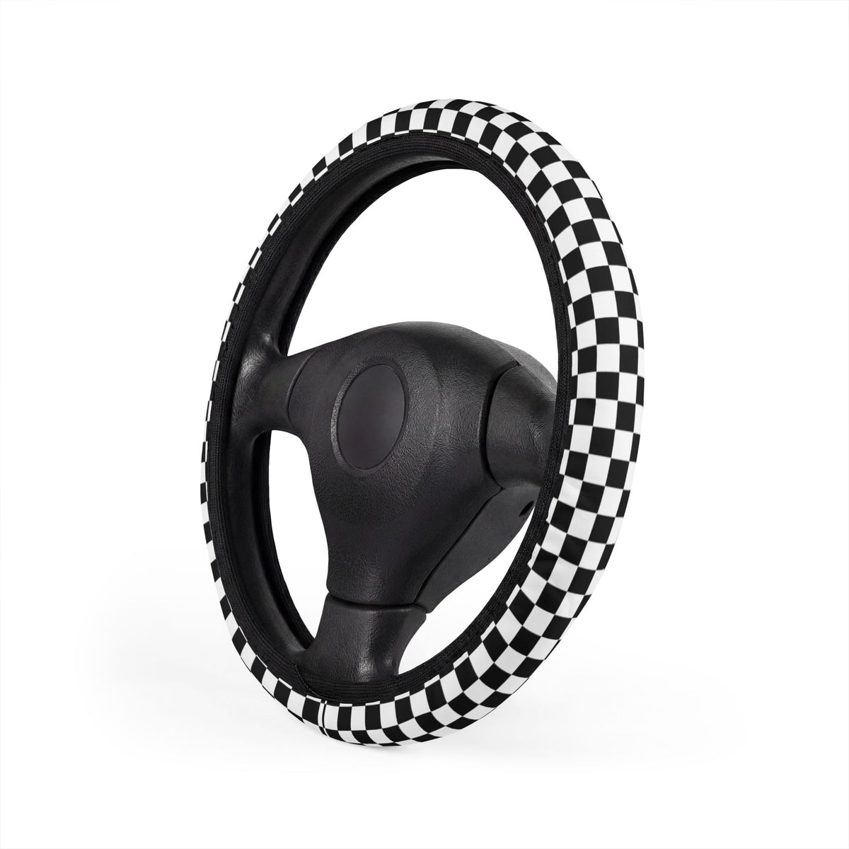 Black & White Checkered Steering Wheel Cover