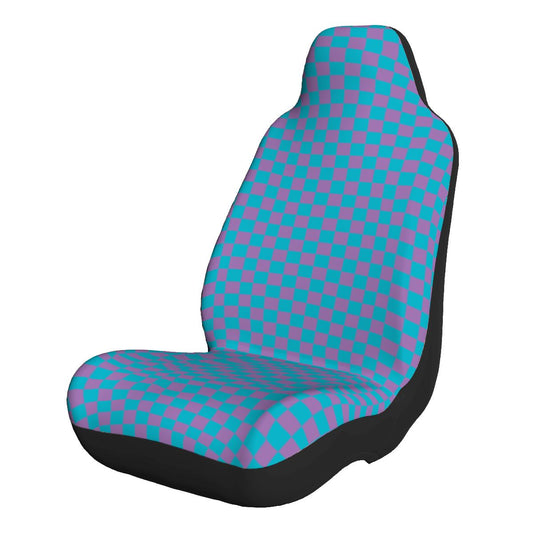 Blue & Purple Checkered Car Seat Covers - Set of 2