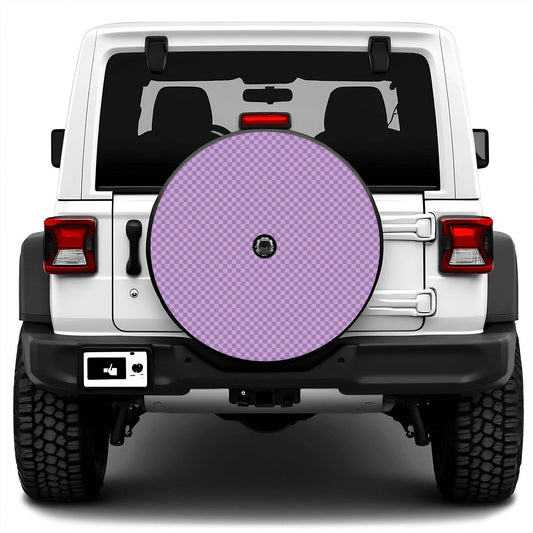 Purple Mini Checkered Spare Tire Cover with Camera Hole