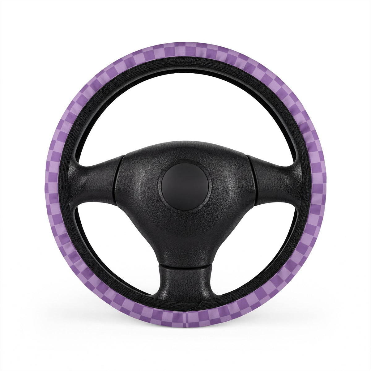 Purple Checkered Steering Wheel Cover