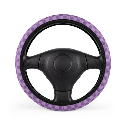 Purple Checkered Steering Wheel Cover