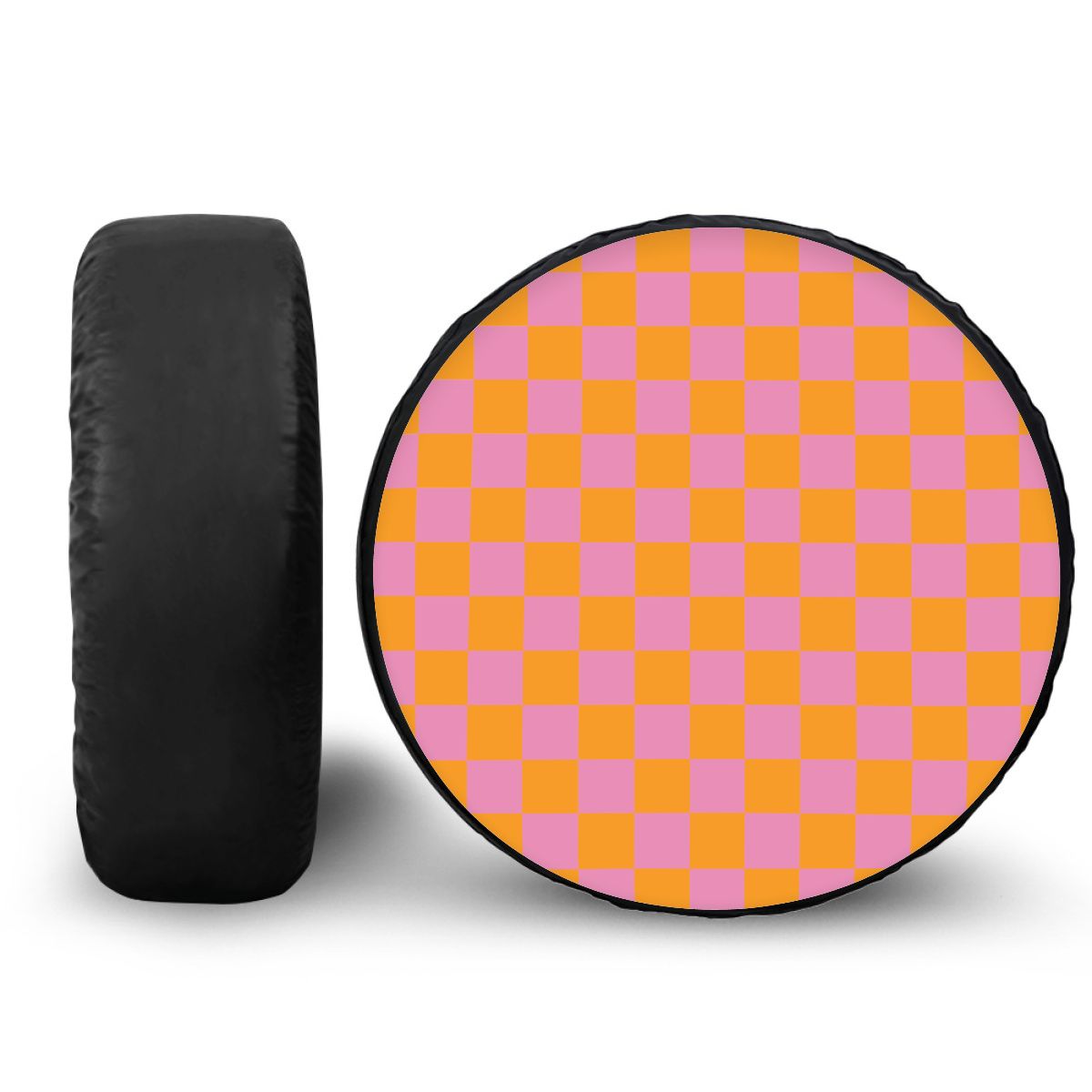 Pink & Orange Checkered Spare Tire Cover