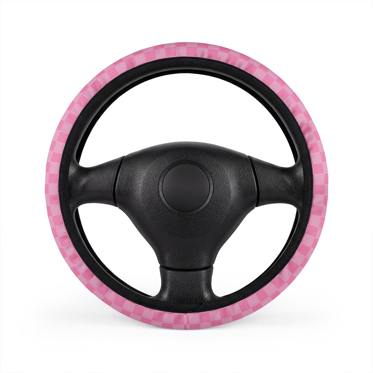 Pink Checkered Steering Wheel Cover