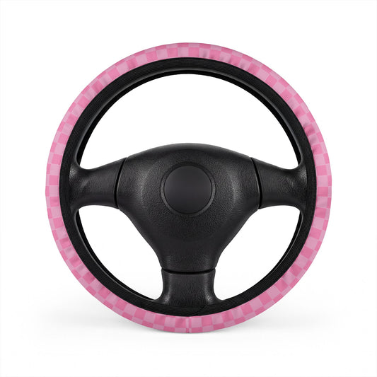 Pink Checkered Steering Wheel Cover