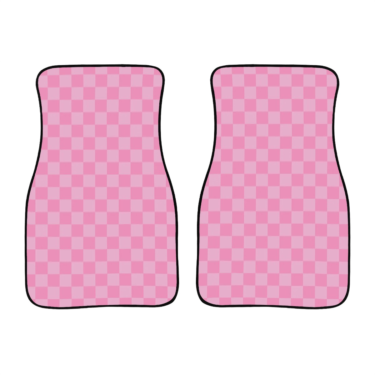 Pink Checkered Car Mats - Set of 2 - Front