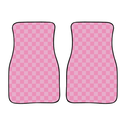 Pink Checkered Car Mats - Set of 2 - Front