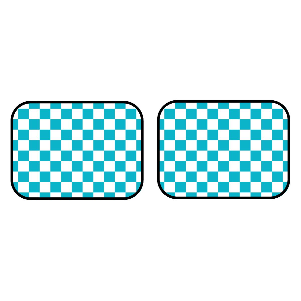 White & Blue Checkered Car Mats - Set of 2 - Rear