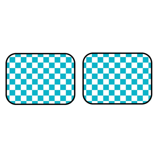 White & Blue Checkered Car Mats - Set of 2 - Rear